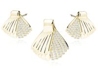 ELEGANCKI POZŁACANY SREBRNY KOMPLET OGON SYRENY BIAŁE CYRKONIE SREBRO 925