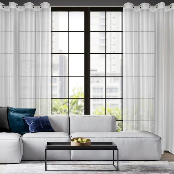 Firana gotowa na przelotkach ANABEL 140x260 biała z połyskiem zdjęcie 8