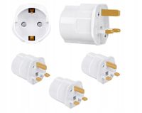 3xADAPTER PODRÓŻNY PRZEJŚCIÓWKA UK GNIAZDO ANGLIA POLSKA BEZPIECZNIK BIAŁY