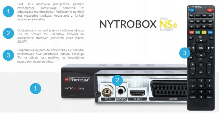 TUNER DEKODER TV NAZIEMNEJ DVB-T2/C H.265 HEVC OPTICUM NYTROBOX zdjęcie 14