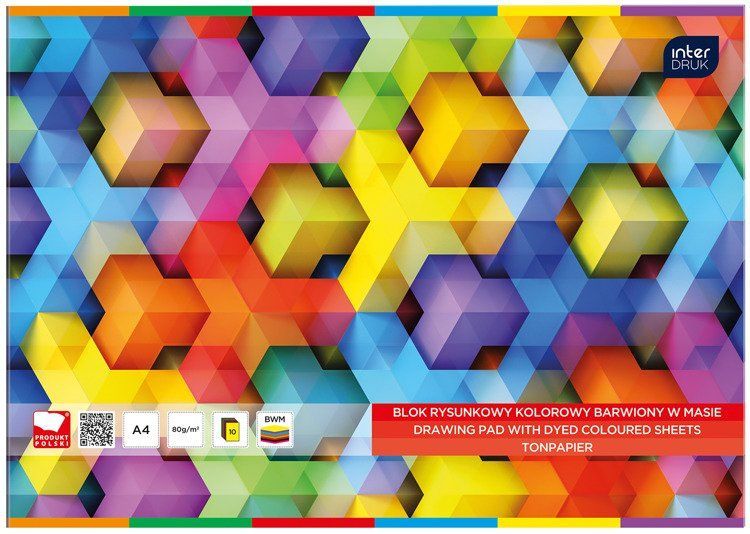 BLOK RYSUNKOWY KOLOROWY A4 10 INTERDRUK zdjęcie 1