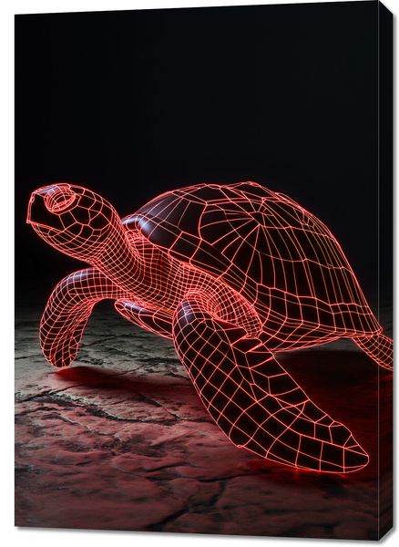 Obraz 70x100cm Neonowy Żółw zdjęcie 1