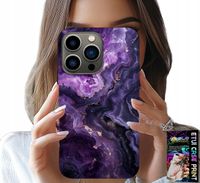 ETUI DO IPHONE 16 PRO MAX - FIOLETOWY MARMUREK MODNE KOBIECE + SZKŁO