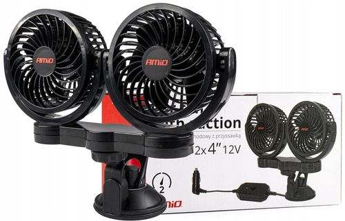 Wentylator samochodowy z przyssawką 2x4 cale 12V na Arena.pl