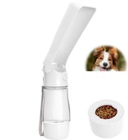 Ticfly Przenośna Butelka dla Psa z Pojemnikiem na Karmę Biała 320ml