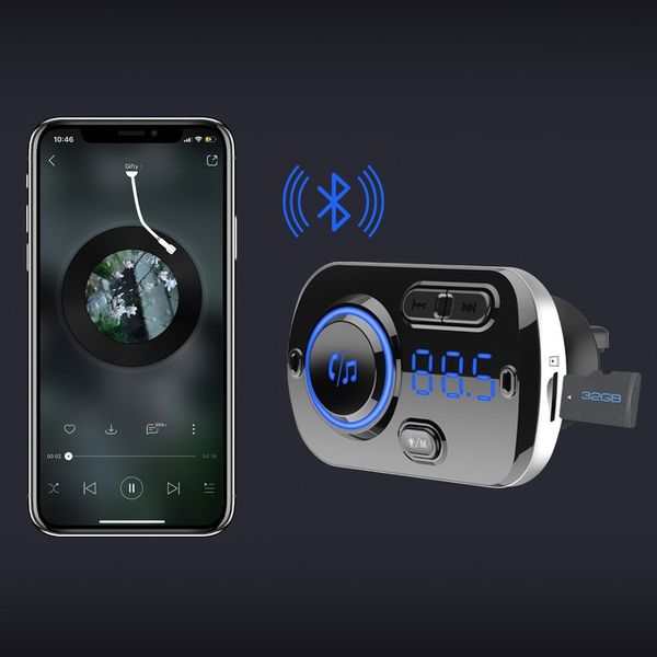 TRANSMITER BLUETOOTH FM SAMOCHODOWY 2X SZYBKA ŁADOWARKA USB-C AUX zdjęcie 3