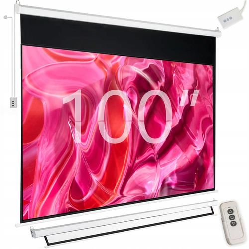 EKRAN PROJEKCYJNY ŚCIENNY RZUTNIKA ELEKTRYCZNY AUTOMATYCZNY PILOT 100 na Arena.pl