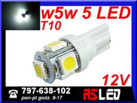 żarówka LED T10 5 SMD w5w w3w biala zimna 12v EKO