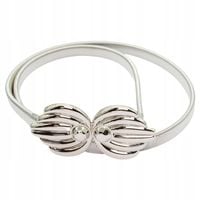 Pasek damski sprężynka Muszla kolor srebrny 7,5cm