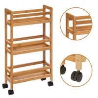 REGAŁ ŁAZIENKOWY KUCHENNY PÓŁKA SZAFKA NA KÓŁKACH BAMBUSOWY WĄSKI