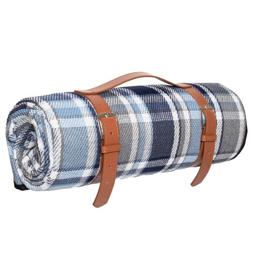 Koc Piknikowy 200X200 Cm - Niebiesko Szara Kratka na Arena.pl