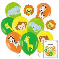 ZESTAW BALONÓW Z NADRUKIEM ZOO ZWIERZĘTA LEW DEKORACJA URODZINOWA 10SZT