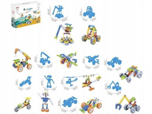 Klocki Konstrukcyjne, Elastyczne 167 El. Pojazdy Budowlane, Auto, Wyścigówk na Arena.pl