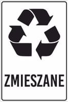 NAKLEJKA MIESZANE SEGREGACJA ŚMIECI NA ŚMIETNIK KOSZ WODOODPORNA 30x20 cm