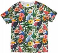 KOSZULA HAWAJSKA T-SHIRT HAWAJSKI KWIATY PAPUGI M
