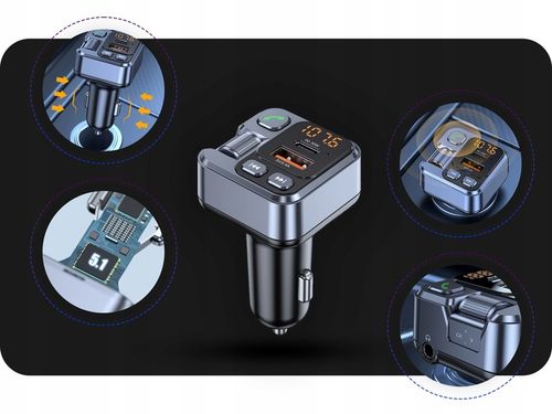TRANSMITER BLUETOOTH SAMOCHODOWY AUDIO FM MP3 BT SZYBKA ŁADOWARKA USB na Arena.pl