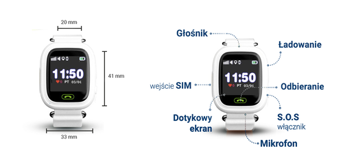 Smartwatch dla dzieci CALMEAN Touch, biały na Arena.pl