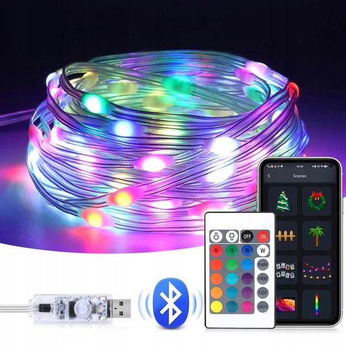 Lampki choinkowe LED Smart USB 20m 200 LED + Pilot Tryb Muzyczny Halloween na Arena.pl