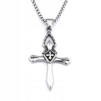 NASZYJNIK Srebrny Stal KRZYŻYK KRZYŻ MODLITWA 368