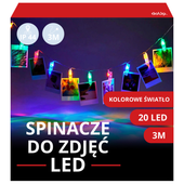 klipsy klamry na zdjęcia led kolorowe lampki 20 spinaczy dekoracja girlanda