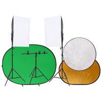 Fotograficzny zestaw studyjny z oświetleniem, tłami i blendami