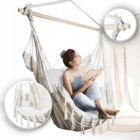 HAMAK BRAZYLIJSKI FOTEL OGRODOWY WISZĄCY HAMAK HUŚTAWKA RODOS 2 ECRU
