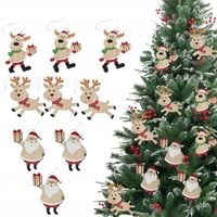 ZAWIESZKI DREWNIANE ŚWIĄTECZNE 9 szt OZDOBY CHOINKOWE BOMBKI NA CHOINKĘ