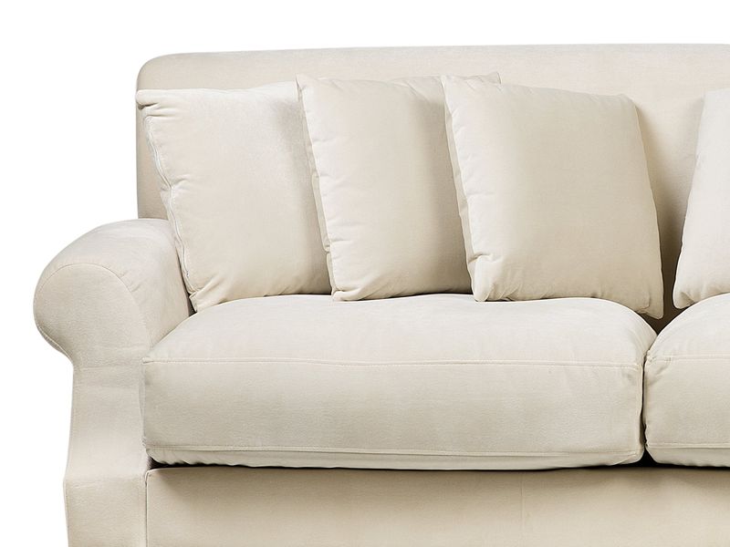 Sofa 3-osobowa welurowa jasnobeżowa EIKE zdjęcie 6
