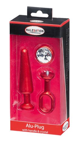 malesation alu-plug with handle & crystal medium, red na Arena.pl