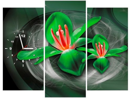 90CM 70 ZEGAR 3 ELEM ZIELONE KOSMICZNE KWIATY JAKUB BANAŚ SCIENNY DRUK na Arena.pl