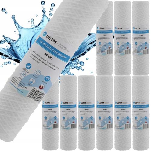 10x FILTR DO WODY WKŁAD filtrujący 10" SZNURKOWY 100 MIKRON USTM na Arena.pl