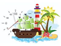 60CM 40CM ZEGAR OBRAZ STATEK LATARNIA DRUK PŁÓTNO RAMA