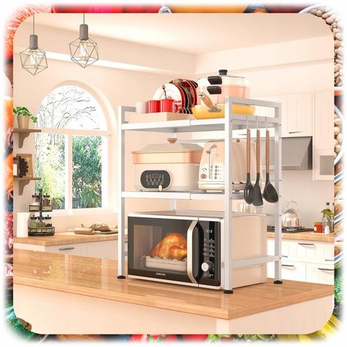 PÓŁKA NA MIKROFALÓWKĘ STOJAK REGAŁ KUCHENNY PRZYPRAWY REGULOWANA na Arena.pl