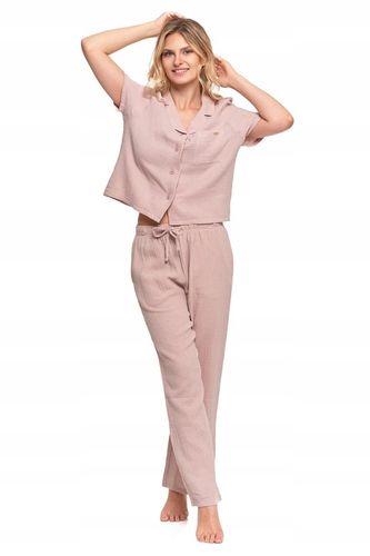 Moraj Długa Bardzo delikatna Piżama Damska z Muślinu Beżowa 5000-008 M na Arena.pl