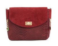 VERA PELLE torebka damska zamszowa listonoszka z paskiem V290 bordowa