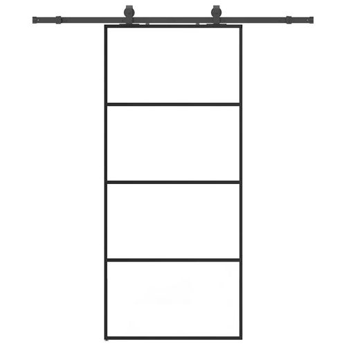 Drzwi przesuwne z zestawem okuć czarne 90x205 cm ESG szkło na Arena.pl
