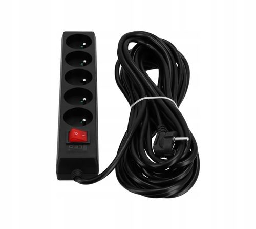 Przedłużacz Listwa Zasilająca 5 Gniazd 10 metrów 10M 2500W 3*1,5mm2 Włączni na Arena.pl