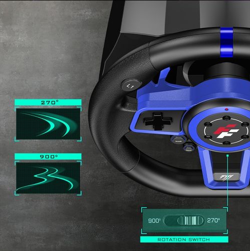 F111 FLASHFIRE Kierownica 900° PC/PS5/Switch z wibracjami 3 pedały 6 biegów na Arena.pl