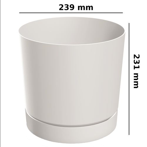 Doniczka z podstawką okrągła Ø23,9 cm matowa kolor biały na Arena.pl