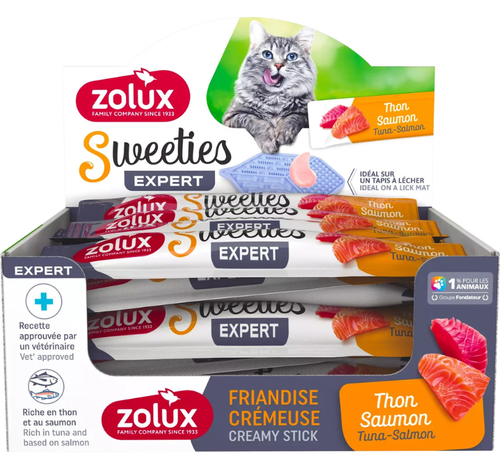 ZOLUX SWEETIES kremowy przysmak kota TUŃCZYK ŁOSOŚ smakołyk krem mus sosik na Arena.pl