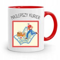 Kubek Czerwony Dla Kuriera Najlepszy Kurier Z Nadrukiem Ze Zdjęciem