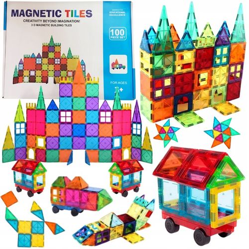 Klocki Magnetyczne 3D Magnetic Tiles Duży Zestaw 100 elementów na Arena.pl