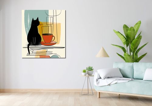 Obraz 90x100cm Kot i Kawa na Arena.pl