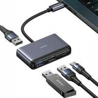 ADAPTER USAMS US-SJ627 HUB 4W1 USB-C / 2XUSB-A 2.0,USB-A 3.0,USB-C SZARY