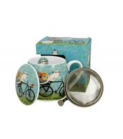 KUBEK Z ZAPARZACZEM I POKRYWKĄ KOTY DUO KOCI ŚWIAT ROWER 430 ML