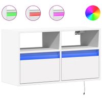 Ścienna szafka TV z LED, biała, 80x31x45 cm