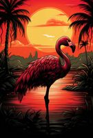 Plakat 67,5x100cm Flaming nad Wodą