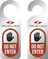 ZAWIESZKA NA DRZWI hotelowa srebrna z nadrukiem LOGO donot enter