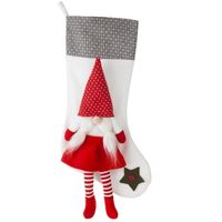 Skarpeta świąteczna 3D Santa 50 cm biała+czerwona