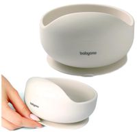 BABYONO SILIKONOWA MISECZKA Z MOCNĄ PRZYSSAWKĄ DO NAUKI JEDZENIA BEŻOWA